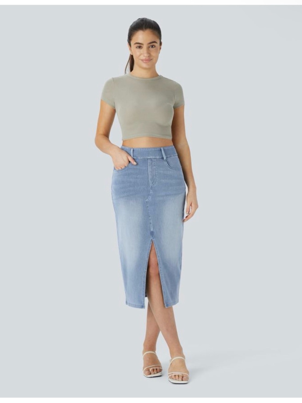 💙🔥💙 NWT Halara Flex High-Waisted Midi Skirt with Front Slit Sz. XL